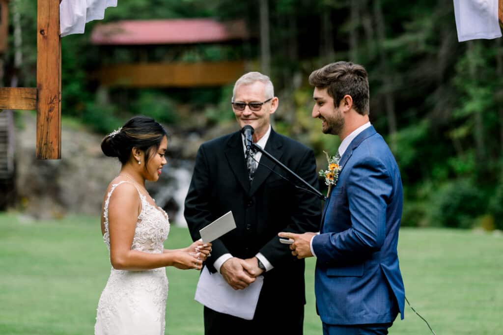 mohawk falls wedding ceremony bride vows