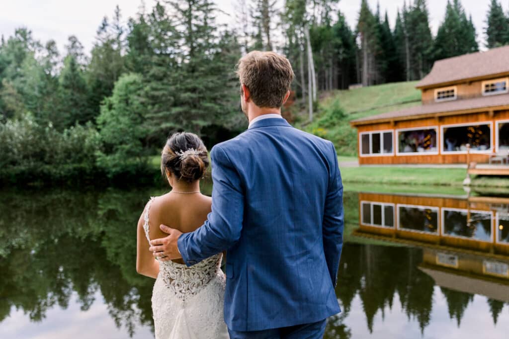 mohawk falls wedding portrait by lake