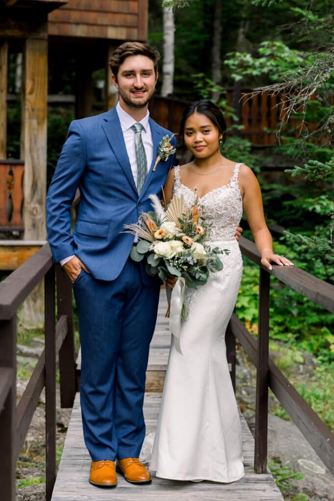 mohawk falls wedding portrait on bridge