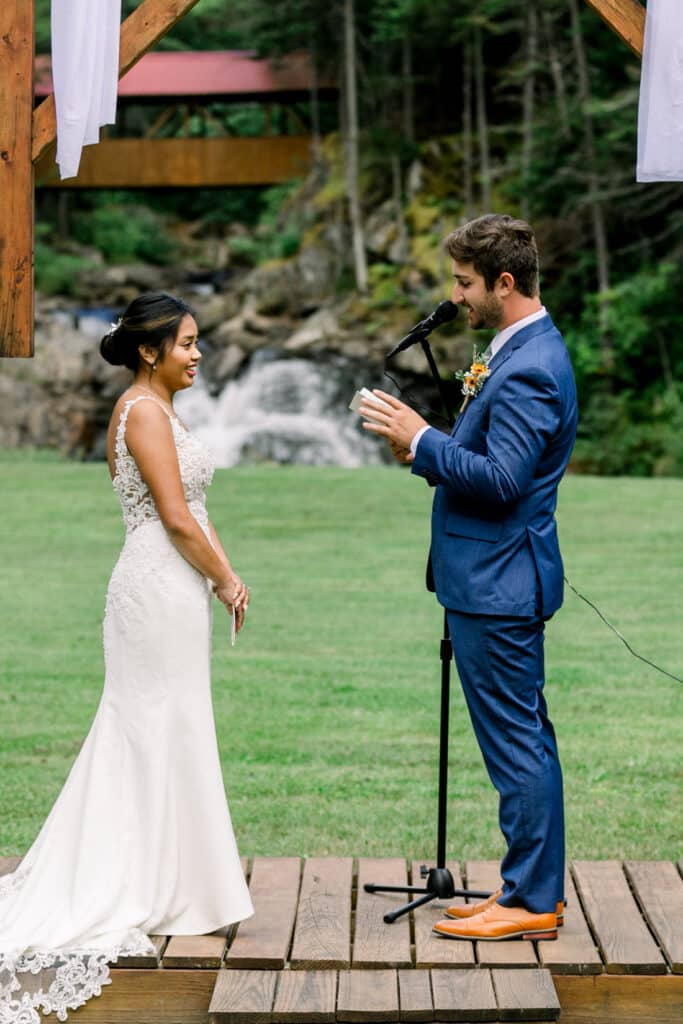 mohawk falls wedding ceremony groom vows