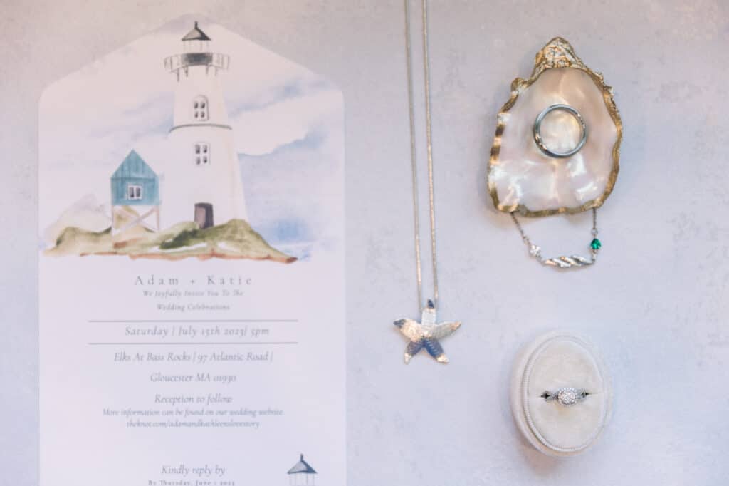 bass rocks bridal flatlay