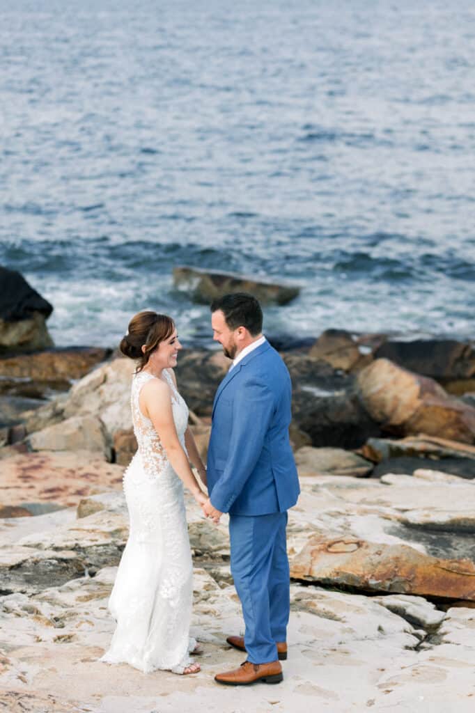 bass rocks sunset wedding portrait