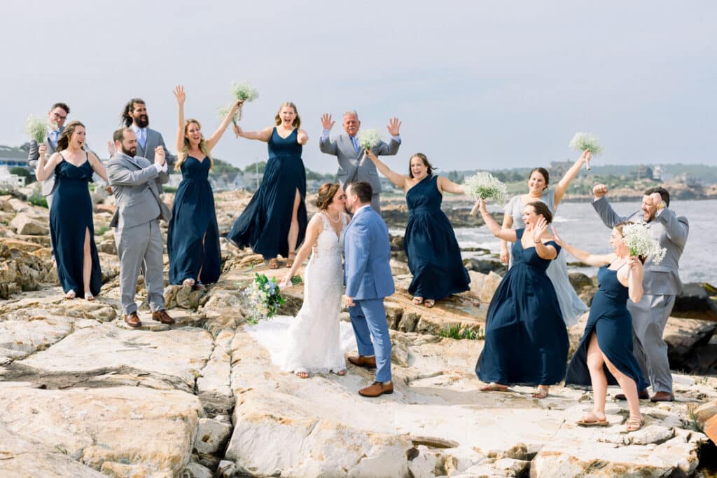 bass rocks wedding party cheers