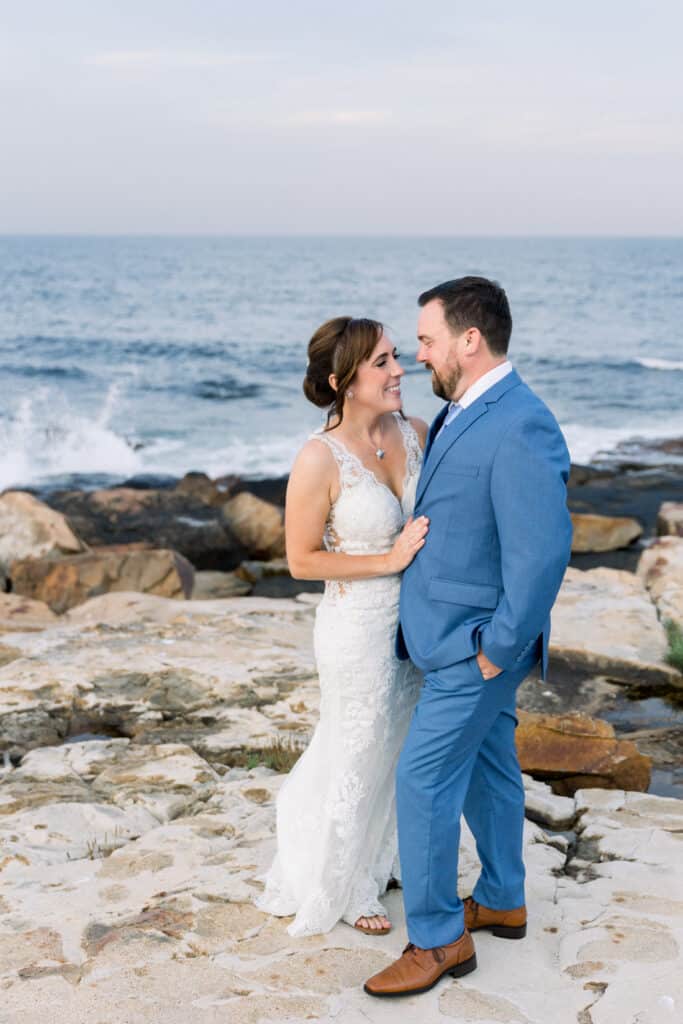 bass rocks wedding sunset portrait