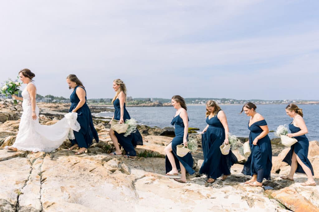 bassrocks bridesmaids walking