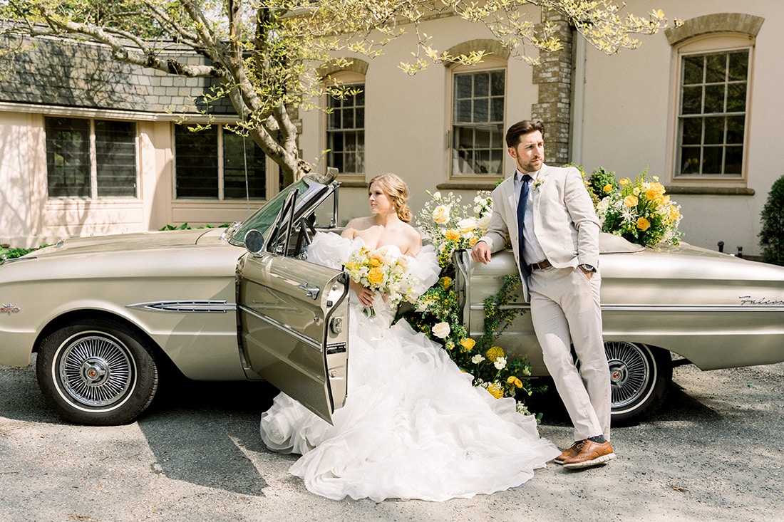 vintage wedding car