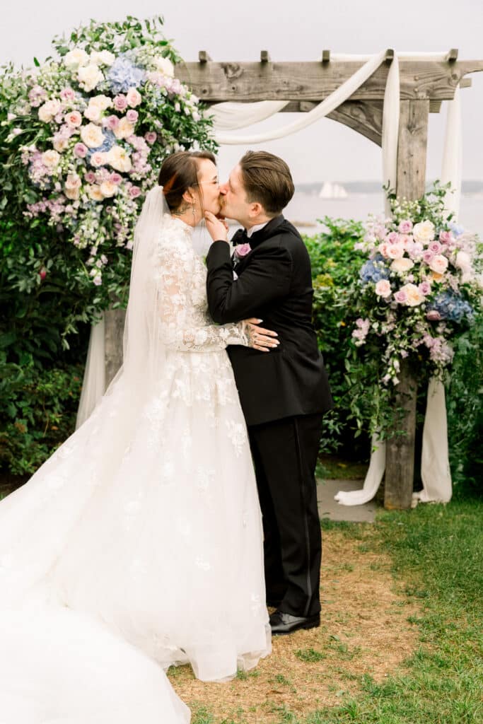 Hammond Castle Wedding First Kiss