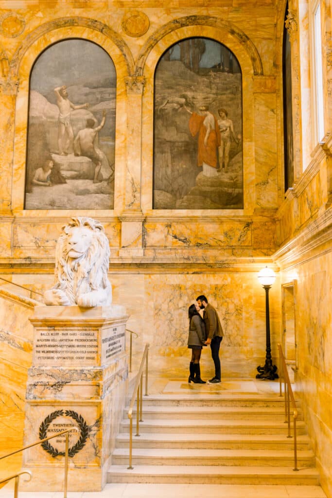 Boston Library Staircase Engagement