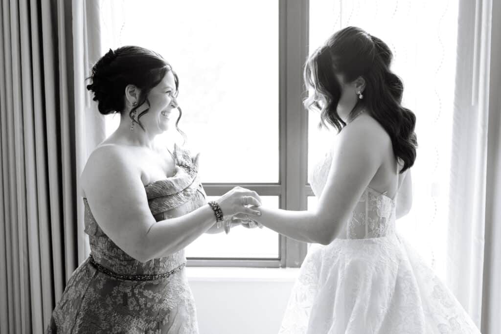 Bride Getting Ready With Mom