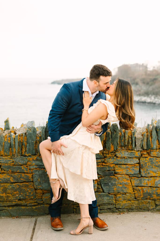 Spring Newport Cliff Walk Engagement