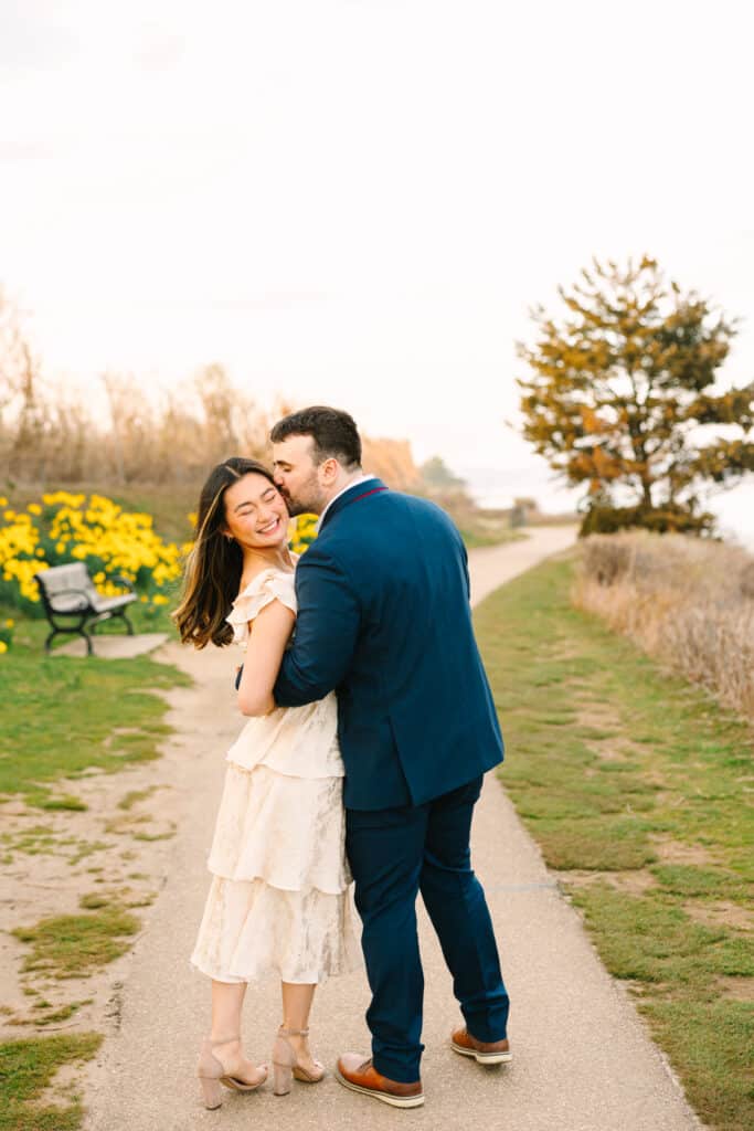 Spring Newport Cliff Walk Engagement Photo