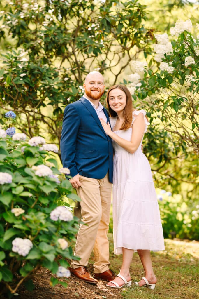 Blue Hydrangea Engagement Photo