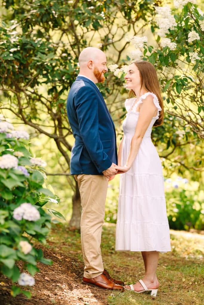 Cape Cod Hydrangea Engagement Photos